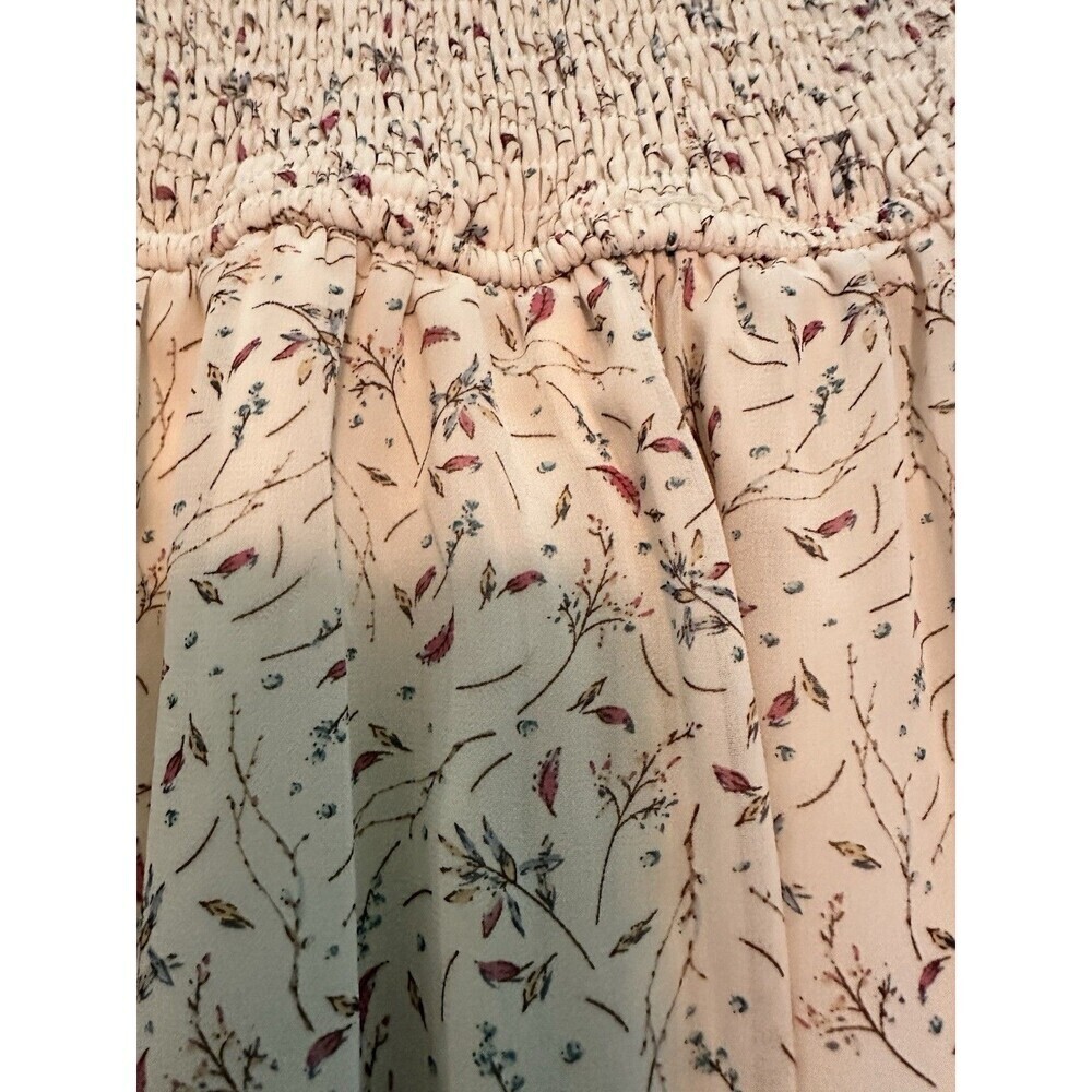 &Merci Sz M Off White Floral Dandy Prairie Midi Smocked TieredDress Long Sleeve - Picture 7 of 15